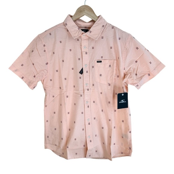 O'Neill Other - ONeill Pink Geometric Print Short Sleeve Button Up Collared Mens Size S Standard